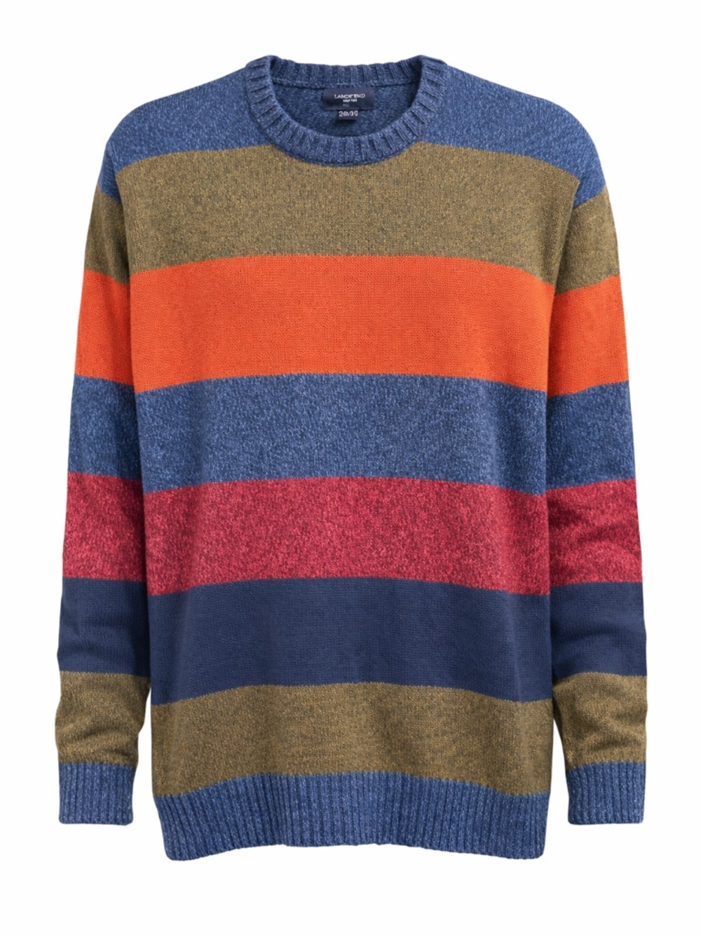 Lands’ End Drifter Striped Cotton Sweater XXL Blue Orange